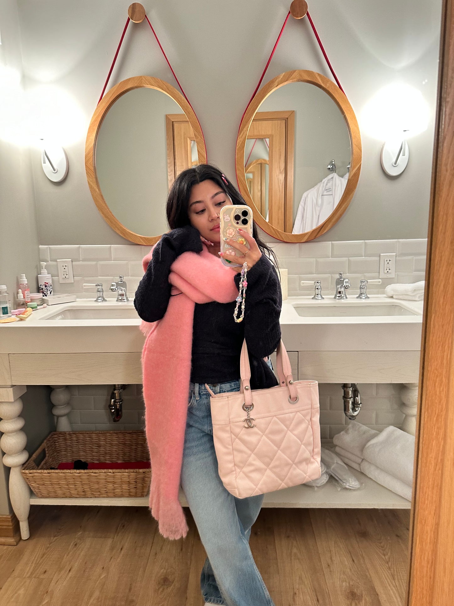 CHANEL Barbie pink charm tote