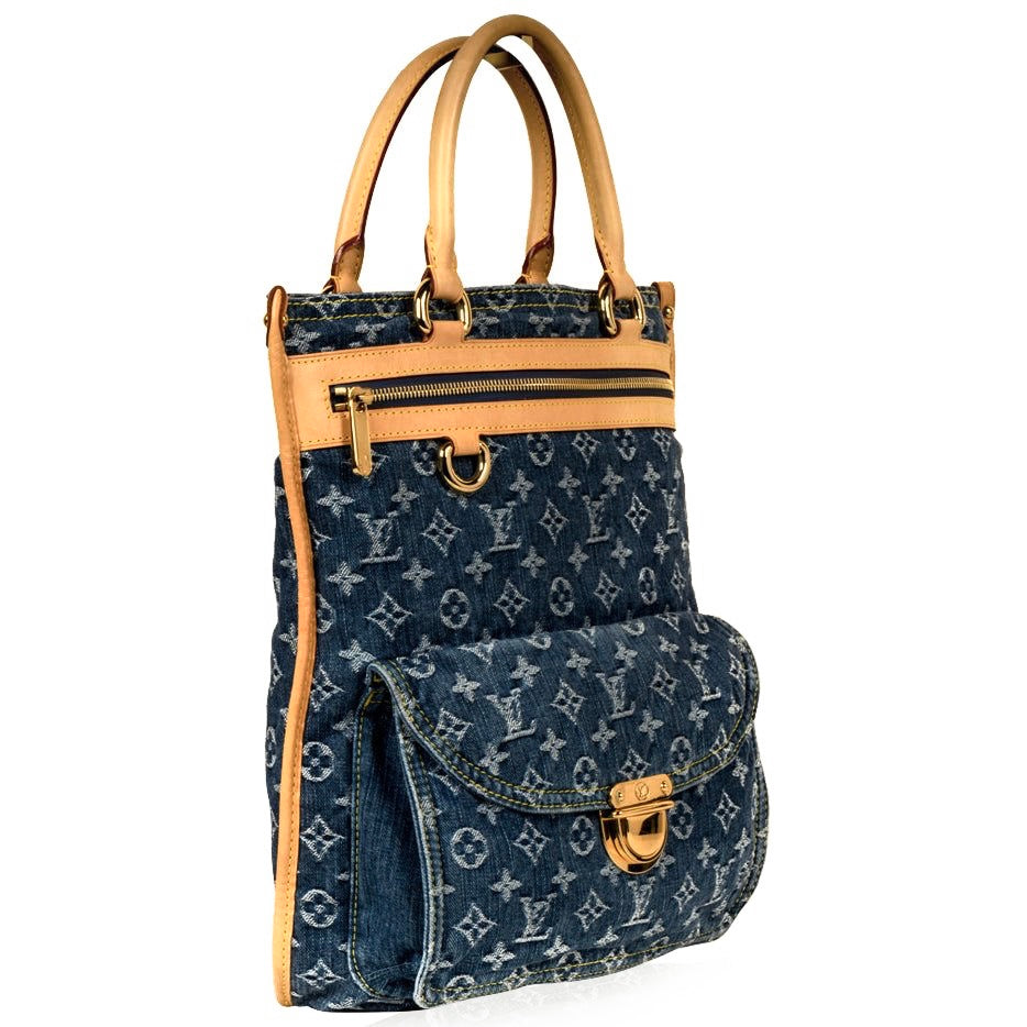 LOUIS VUITTON denim flat shopper tote