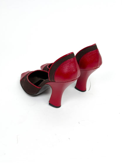 PRADA red leather heels 37.5