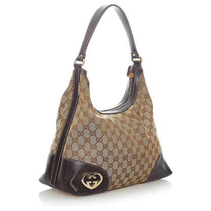 GUCCI lovely heart canvas monogram hobo