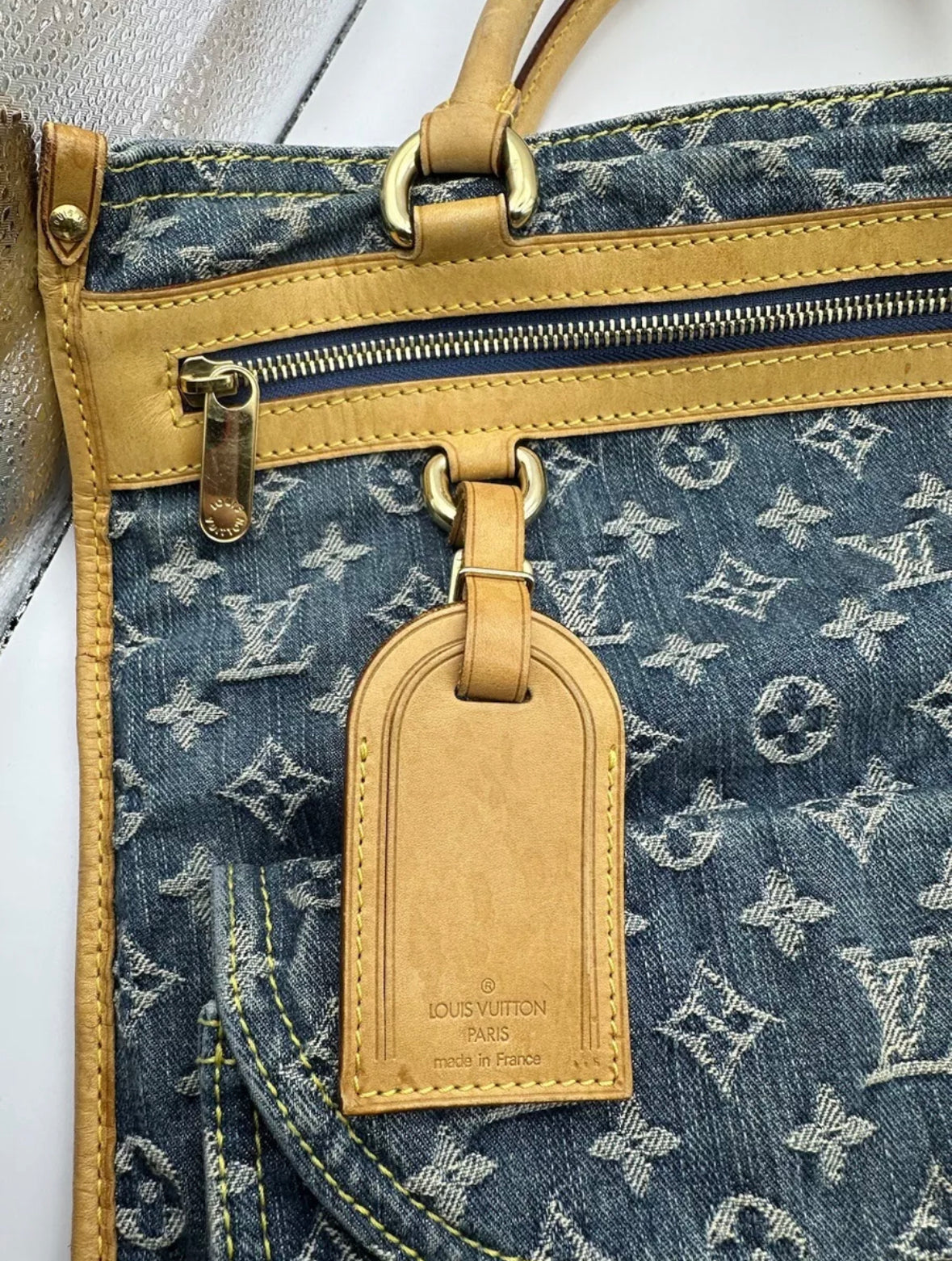 LOUIS VUITTON denim flat shopper tote