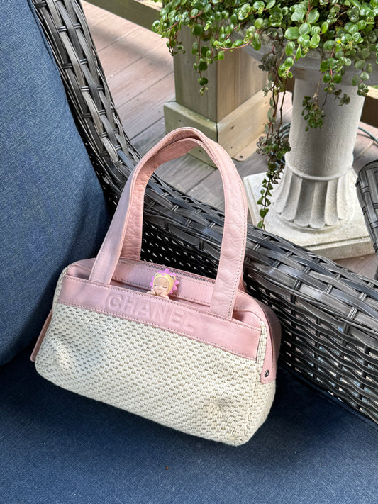 CHANEL Pink Leather & Woven Tote