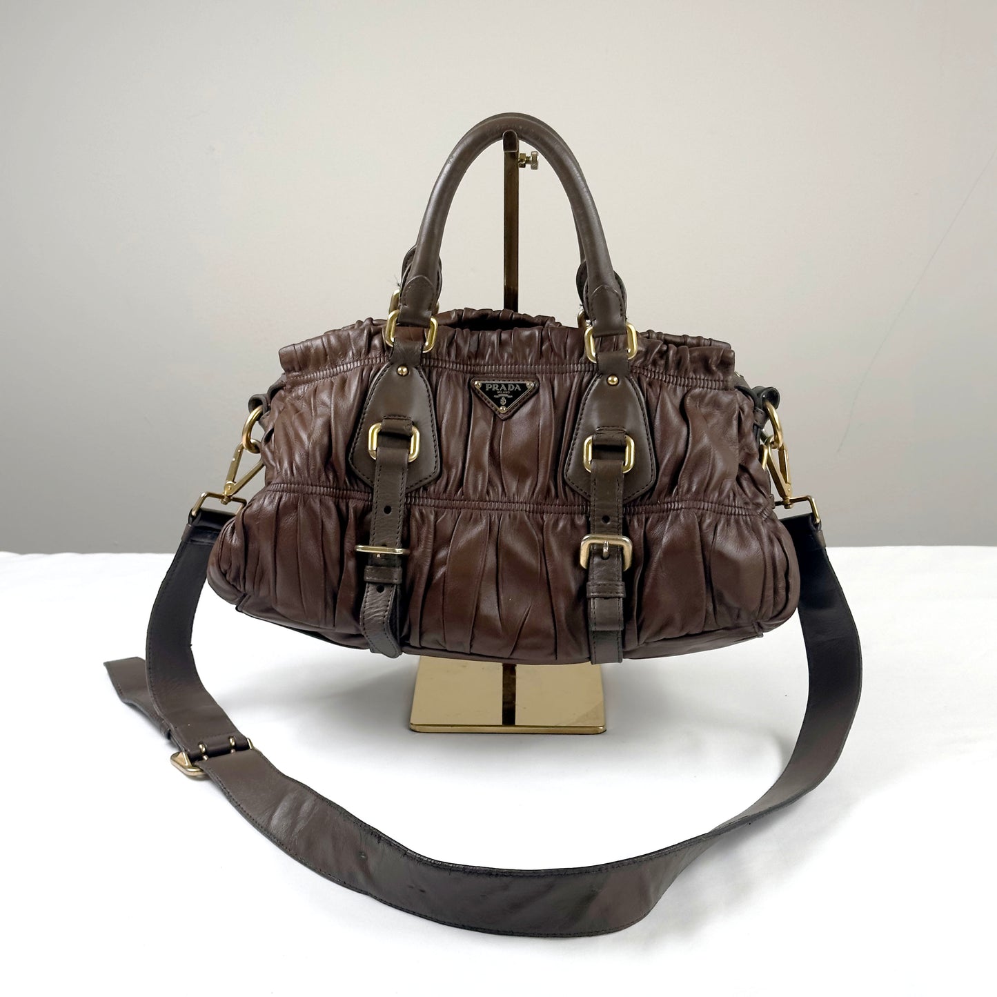 PRADA brown quilted leather handbag