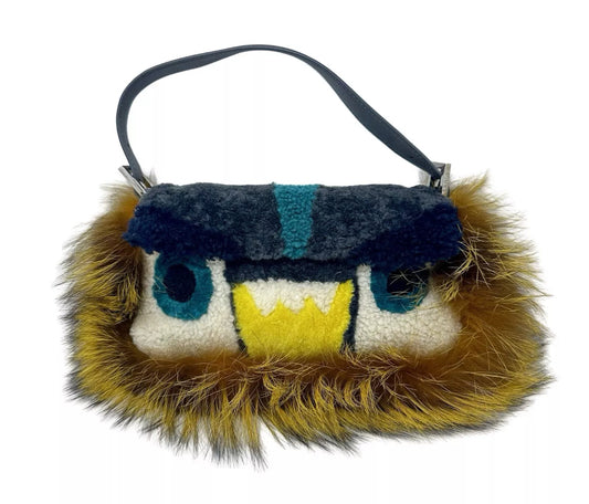 FENDI rare monster owl fox fur baguette