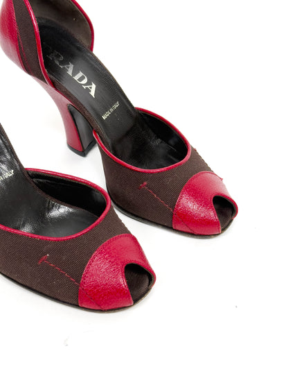 PRADA red leather heels 37.5