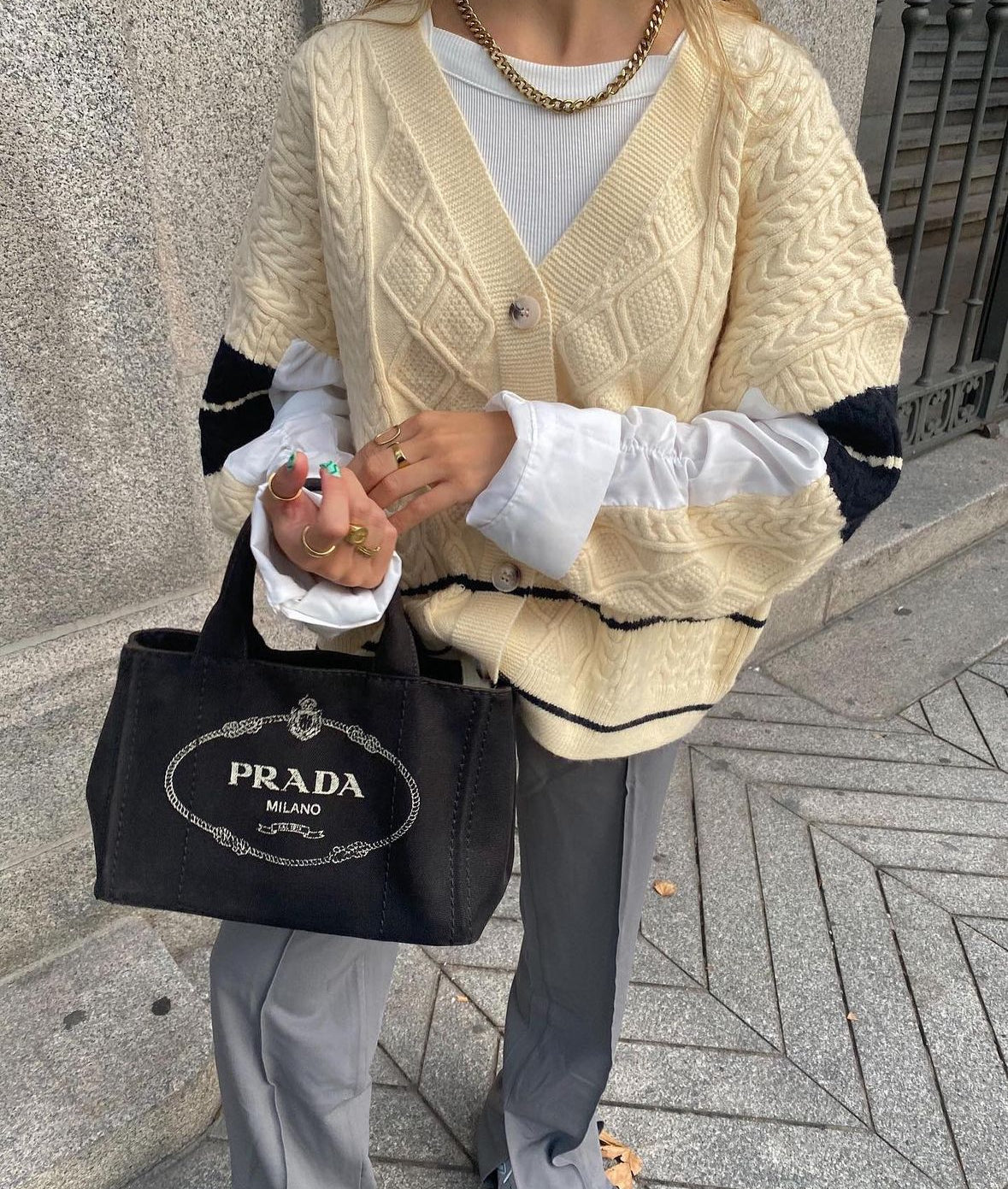 PRADA denim canapa tote