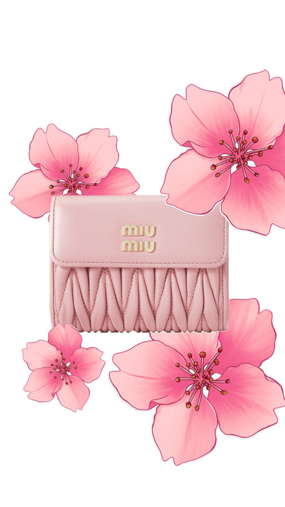 MIU MIU blush pink quilted wallet