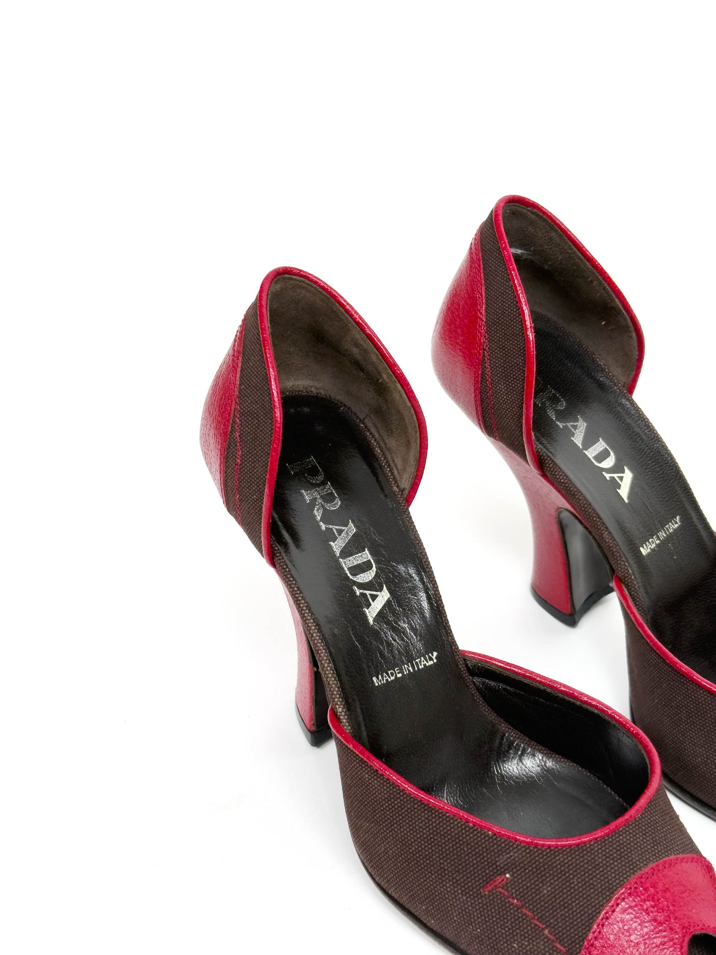 PRADA red leather heels 37.5