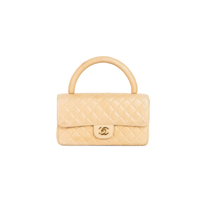 CHANEL top handle lambskin flap bag