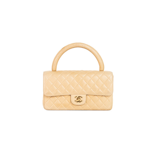 CHANEL top handle lambskin flap bag