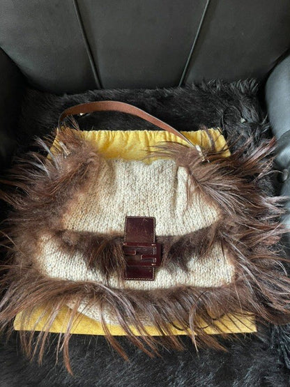 FENDI crochet fur mamma baguette