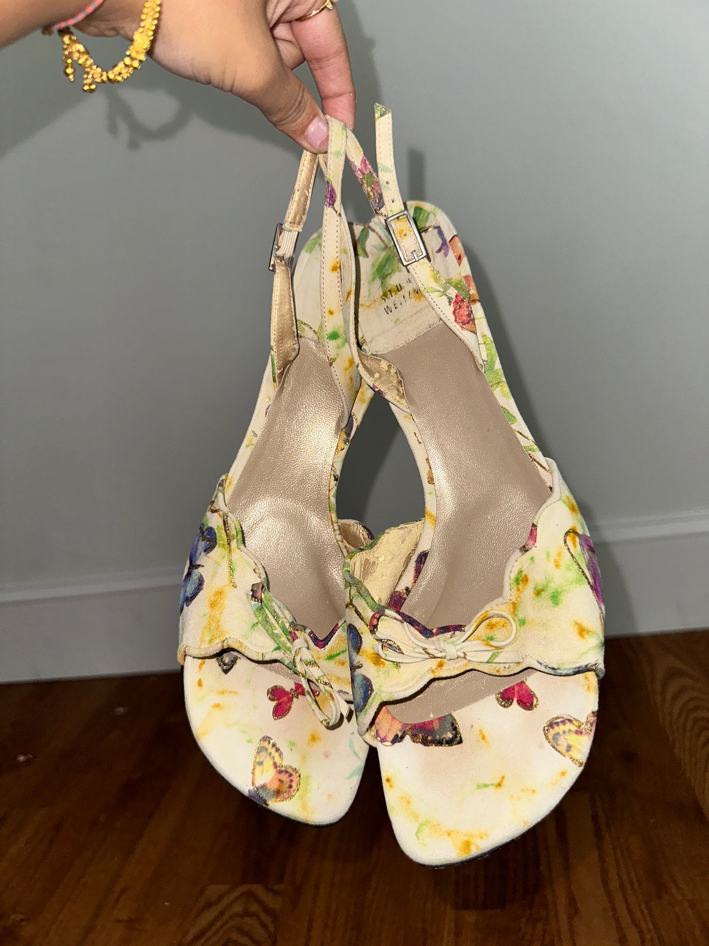 STUART WEITZMAN shimmer butterfly slingbacks 38