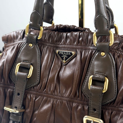 PRADA brown quilted leather handbag