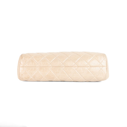 CHANEL beige quilted leather mademoiselle bowling bag