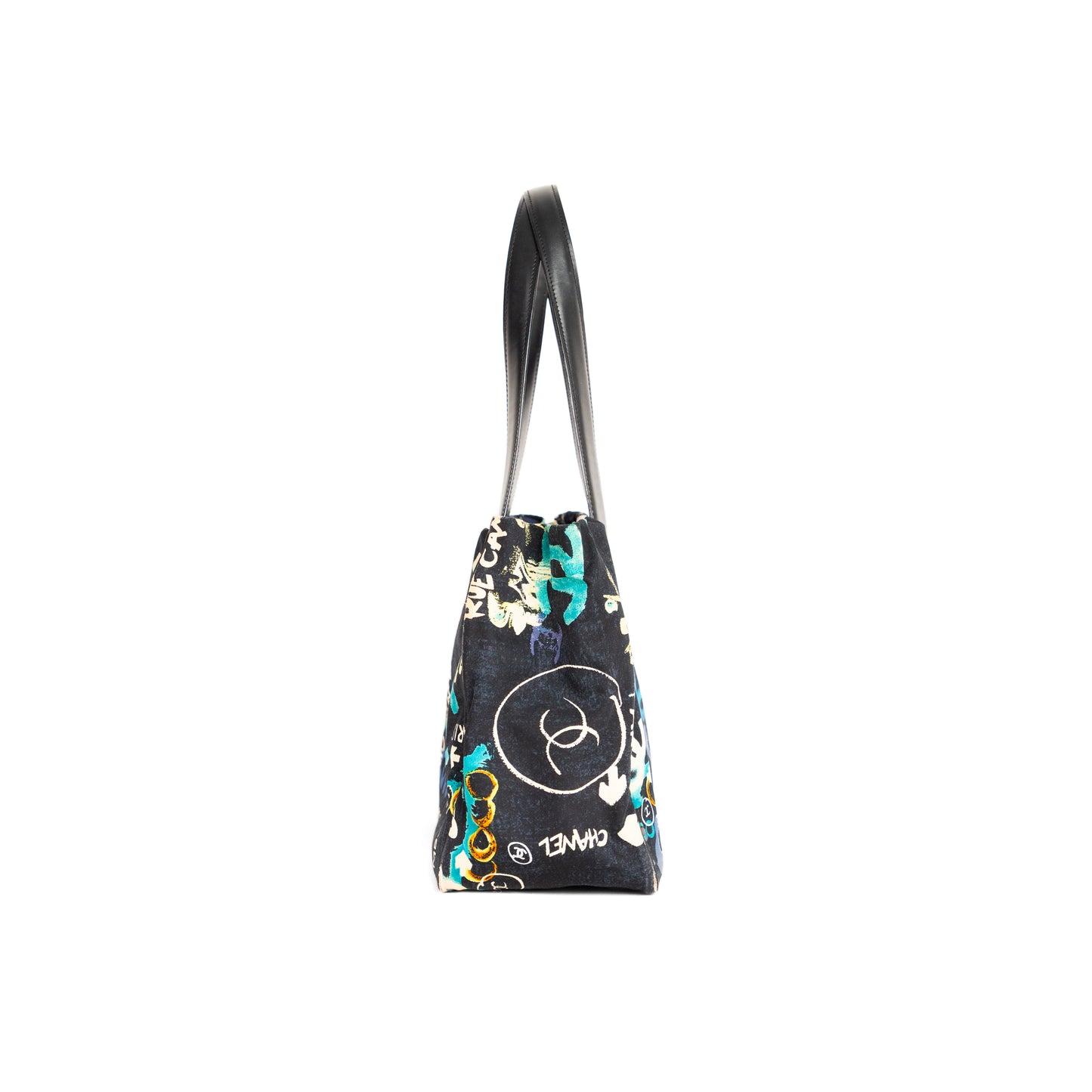 CHANEL graffiti print canvas tote