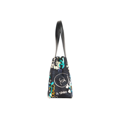 CHANEL graffiti print canvas tote