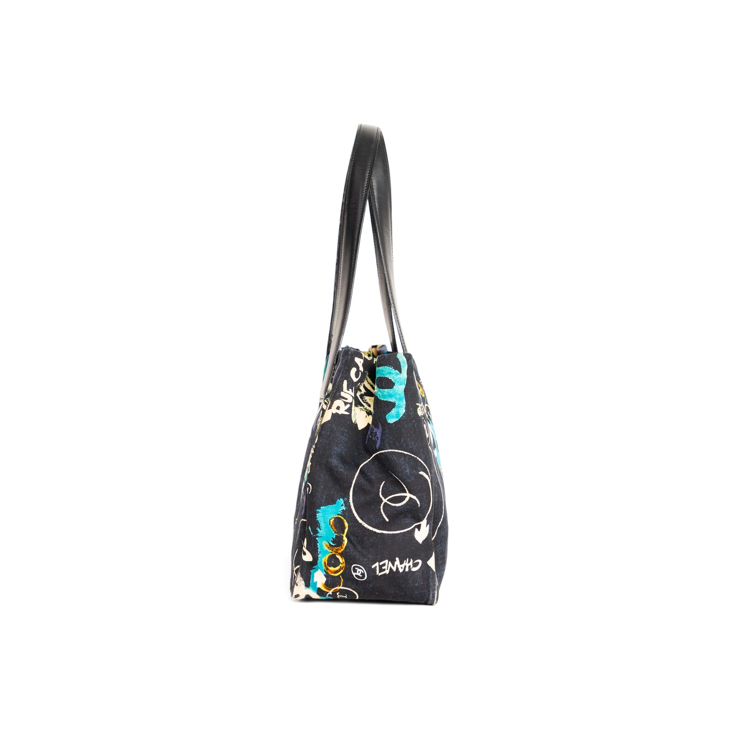 CHANEL graffiti print canvas tote