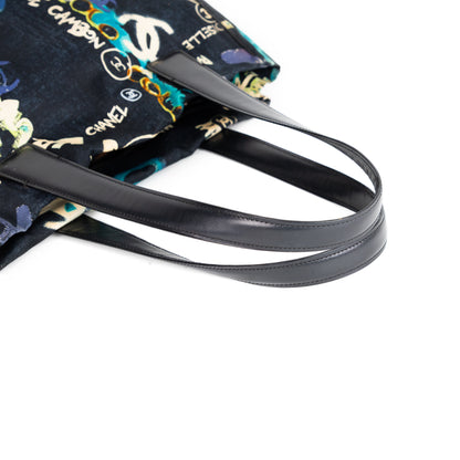CHANEL graffiti print canvas tote