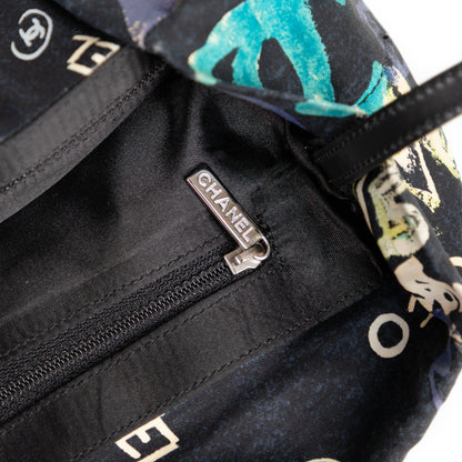 CHANEL graffiti print canvas tote