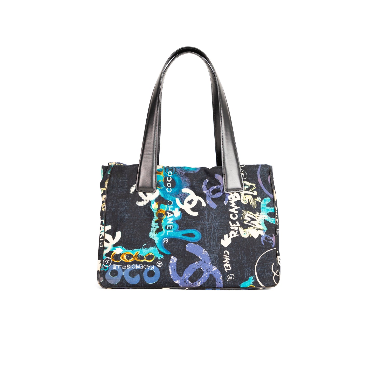 CHANEL graffiti print canvas tote