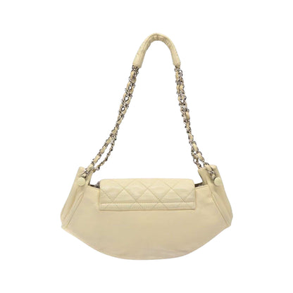 CHANEL cream matelasse lambskin accordion shoulderbag