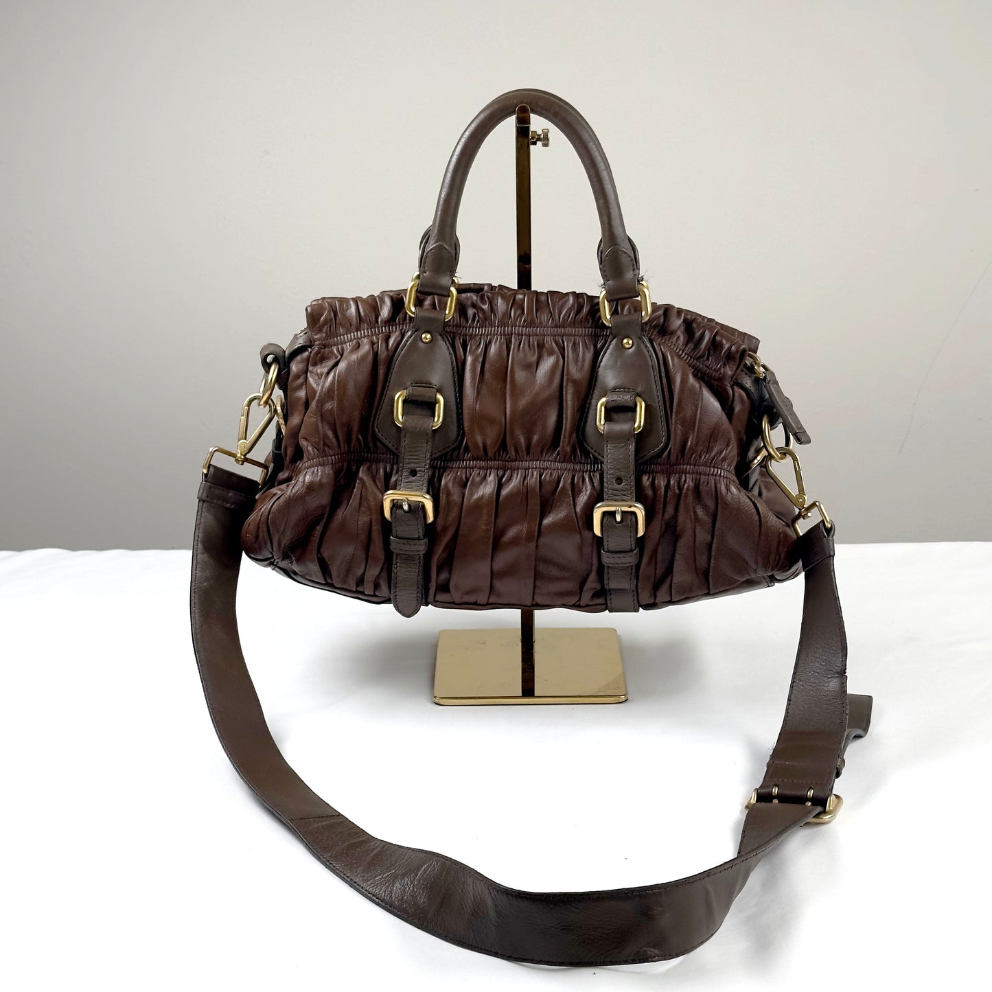 PRADA brown quilted leather handbag