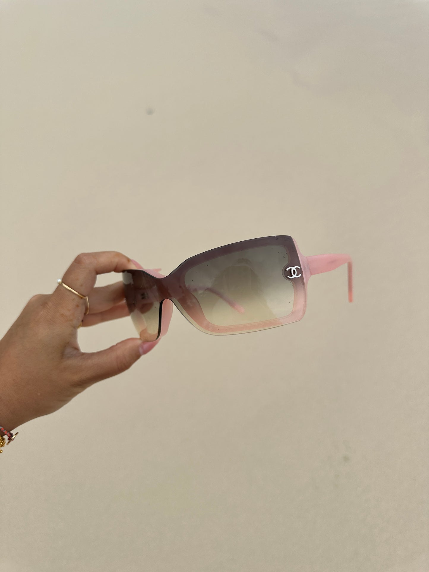 CHANEL pink shield sunglasses