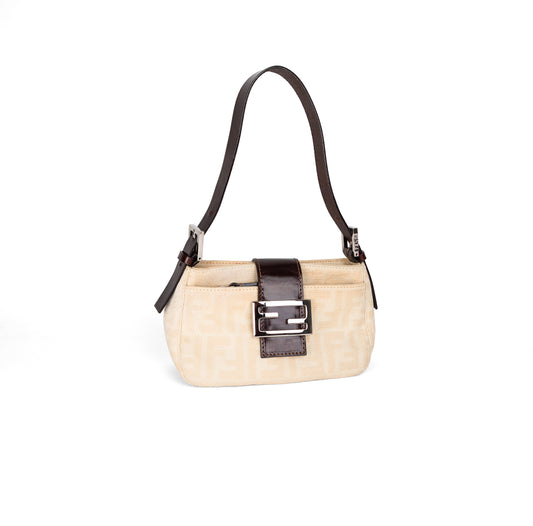 FENDI beige mini bucket zucca baguette