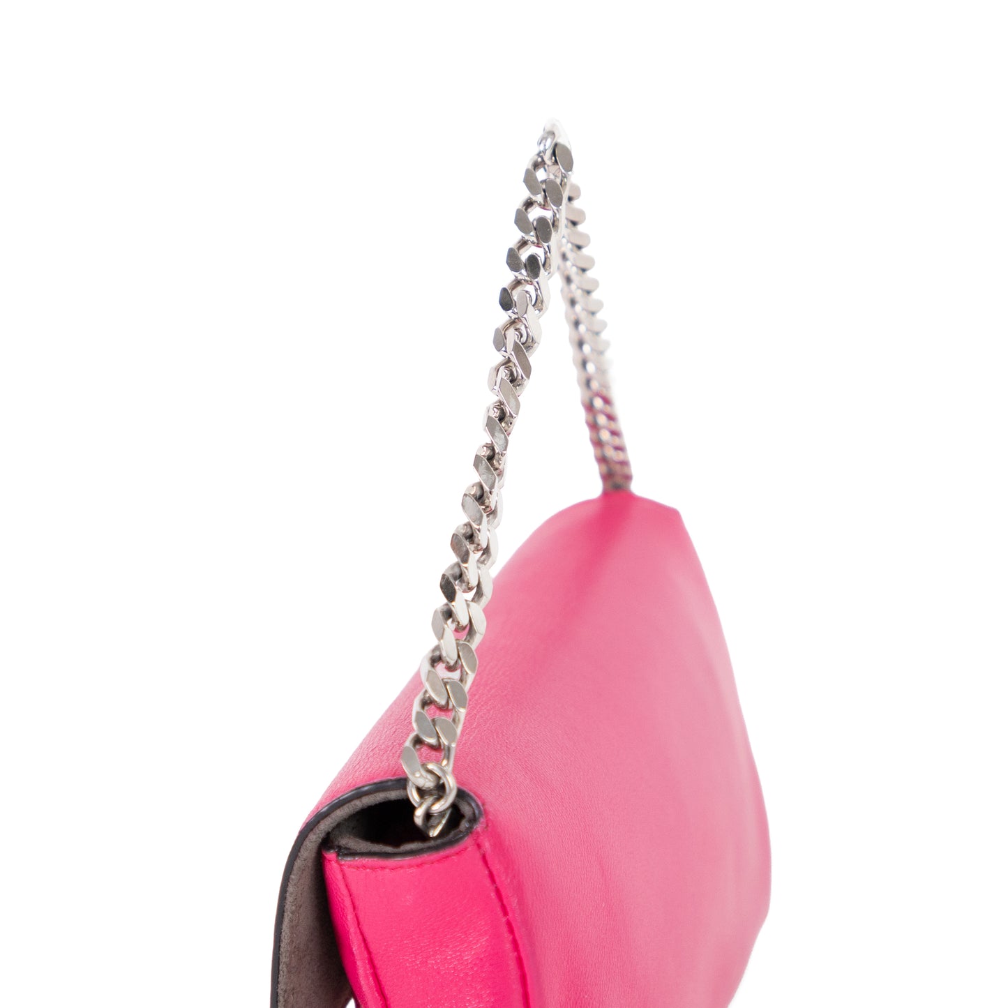 FENDI pink leather micro baguette + crossbody strap