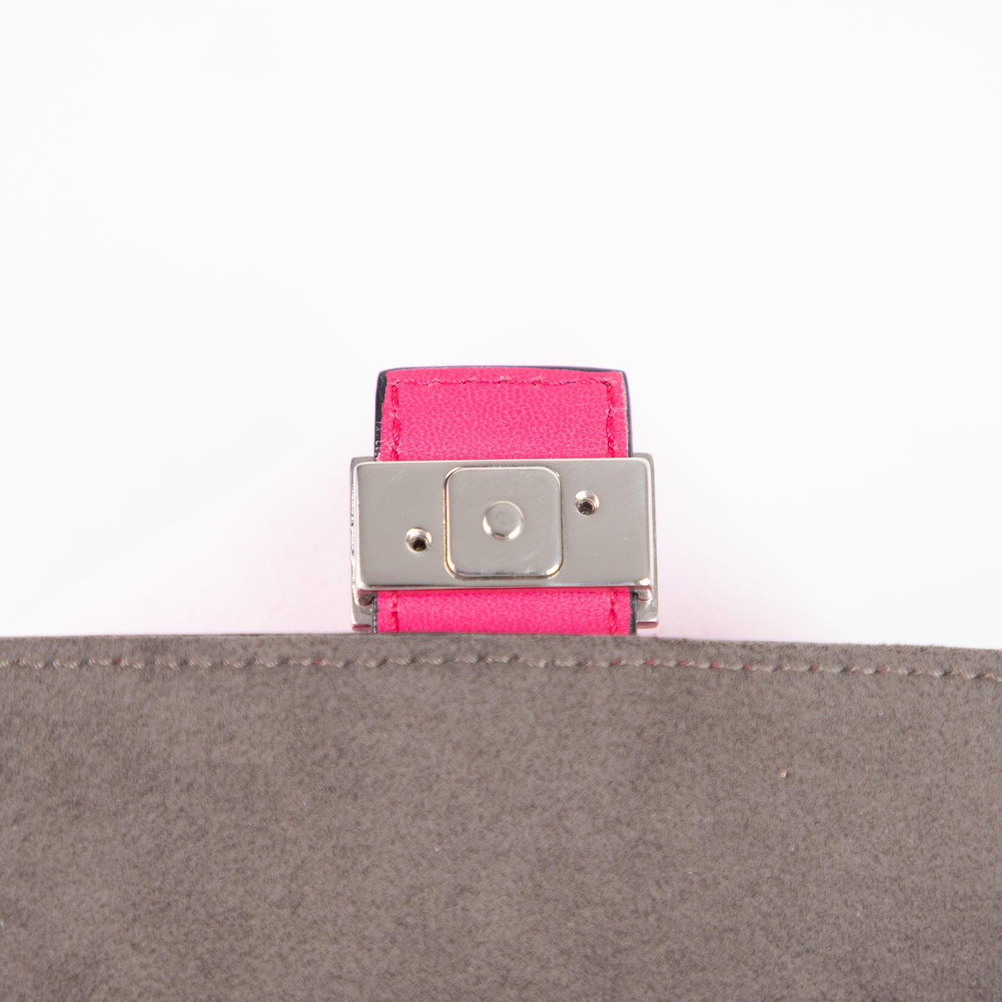 FENDI pink leather micro baguette + crossbody strap