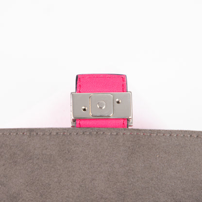FENDI pink leather micro baguette + crossbody strap