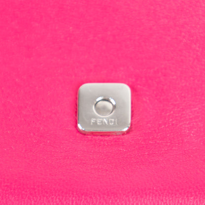 FENDI pink leather micro baguette + crossbody strap