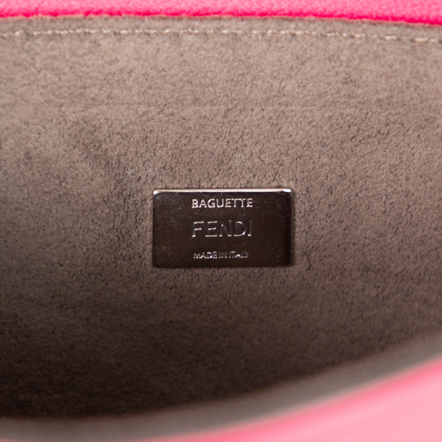 FENDI pink leather micro baguette + crossbody strap