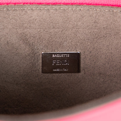 FENDI pink leather micro baguette + crossbody strap