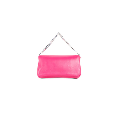 FENDI pink leather micro baguette + crossbody strap