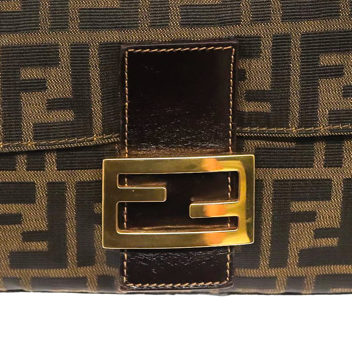 FENDI zucca flap mamma baguette with gold hardware