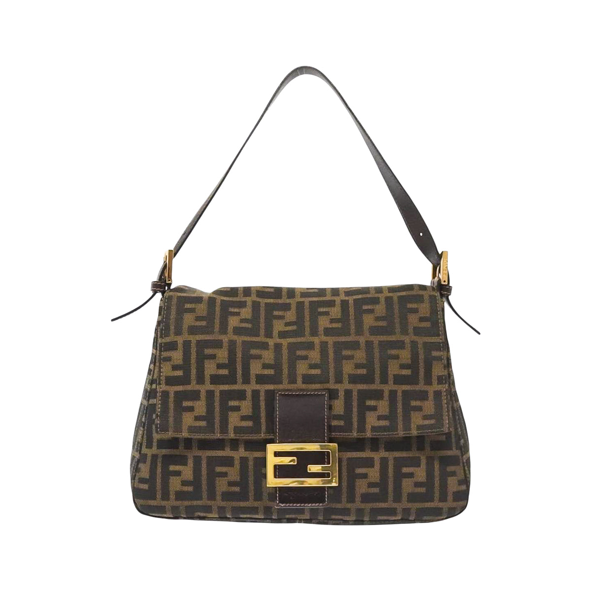 FENDI zucca flap mamma baguette with gold hardware