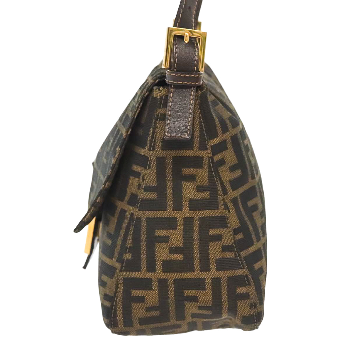 FENDI zucca flap mamma baguette with gold hardware