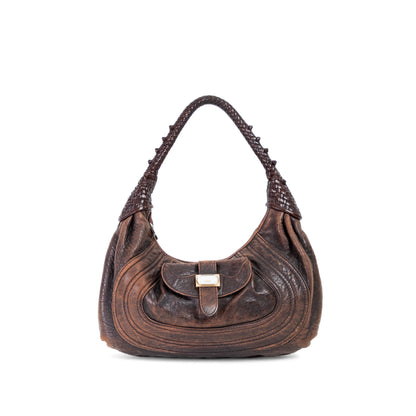 FENDI brown leather  moto shoulderbag