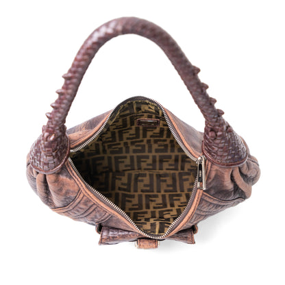 FENDI brown leather  moto shoulderbag