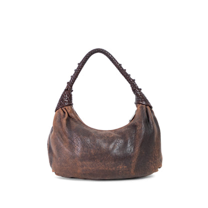 FENDI brown leather  moto shoulderbag