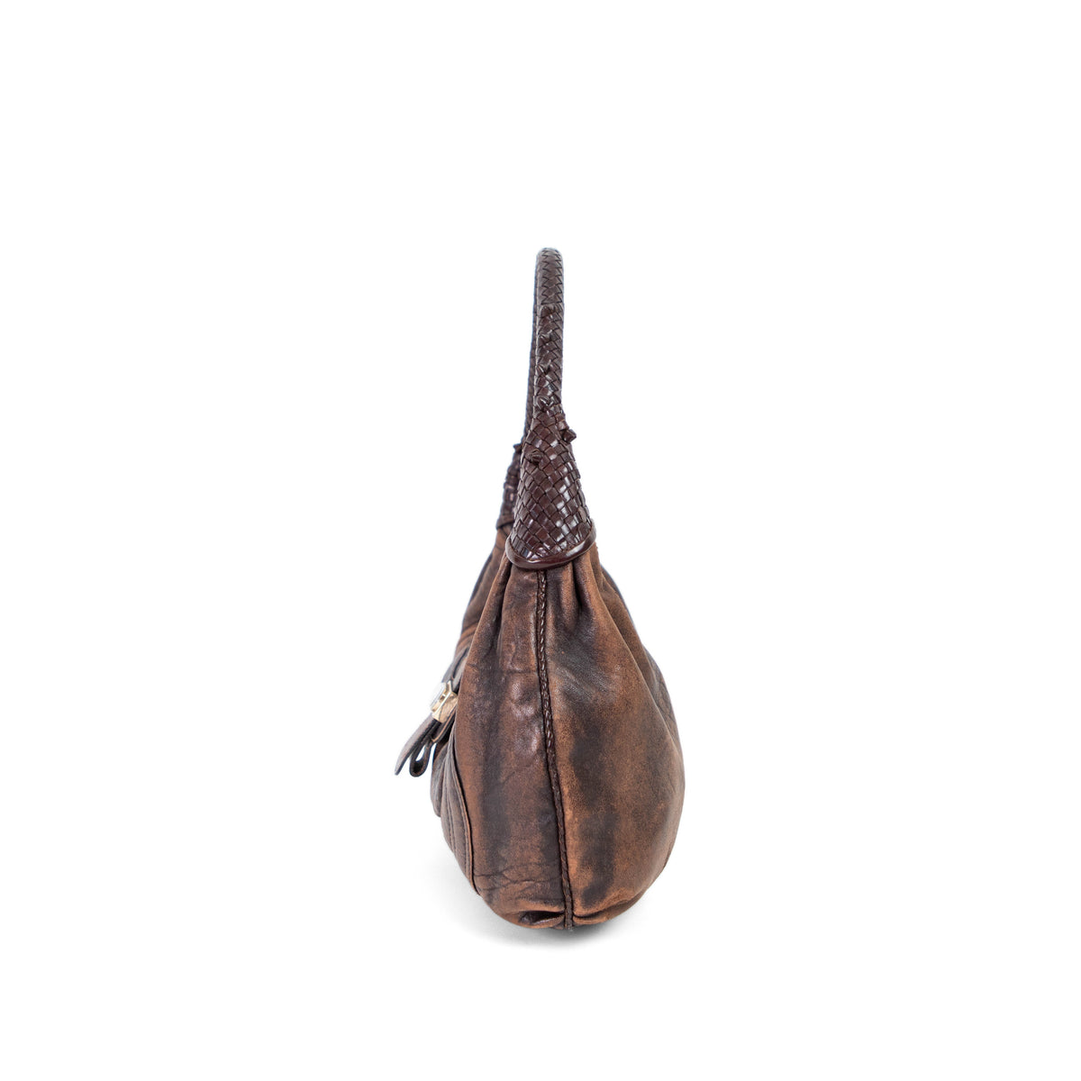 FENDI brown leather  moto shoulderbag