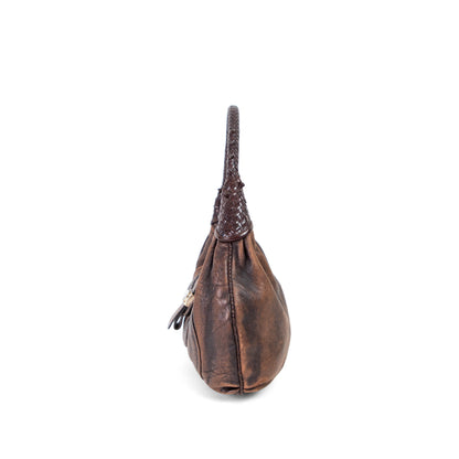 FENDI brown leather  moto shoulderbag