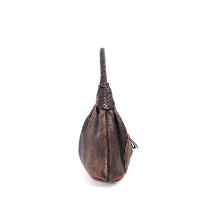 FENDI brown leather  moto shoulderbag