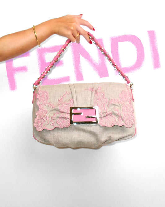 FENDI pink floral mamma baguette