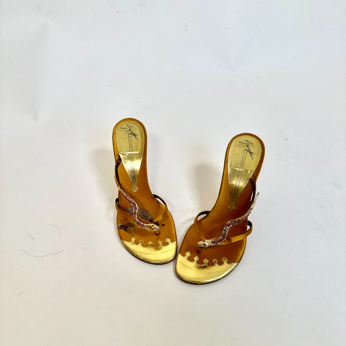 GIUSEPPE ZANOTTI gold snake heels 37