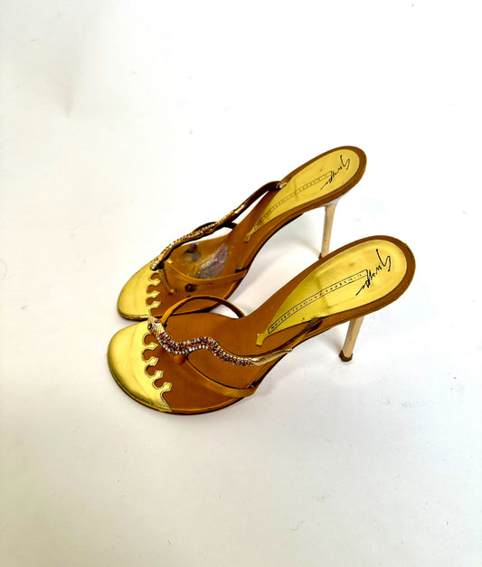 GIUSEPPE ZANOTTI gold snake heels 37