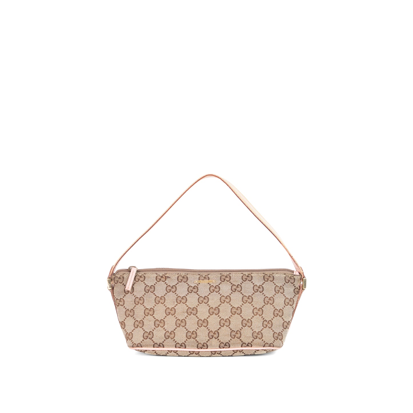 GUCCI monogram canvas boat w pink trim
