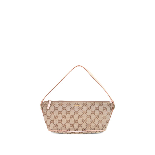 GUCCI monogram canvas boat w pink trim