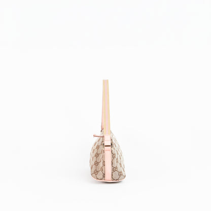 GUCCI monogram canvas boat w pink trim